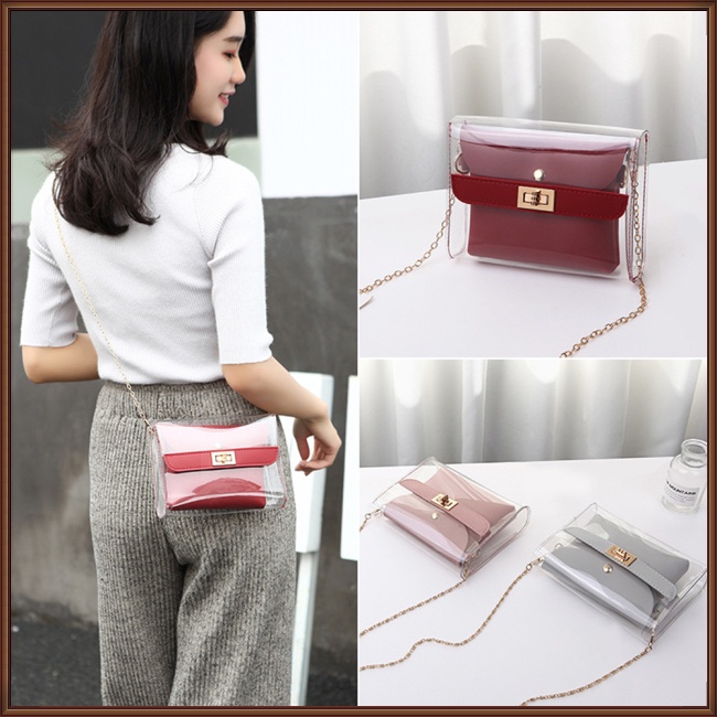 Túi Đeo Chéo Mini Trong Suốt Có Khóa Thời Trang Cho Nữ