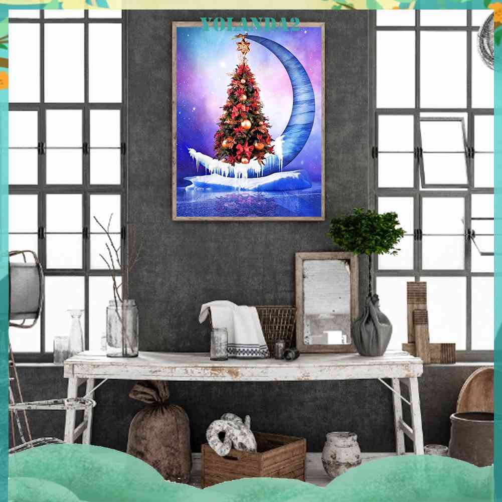 Tranh Đính Đá Kim Cương Toàn Bộ 5D DIY Hình Cây Thông Giáng Sinh