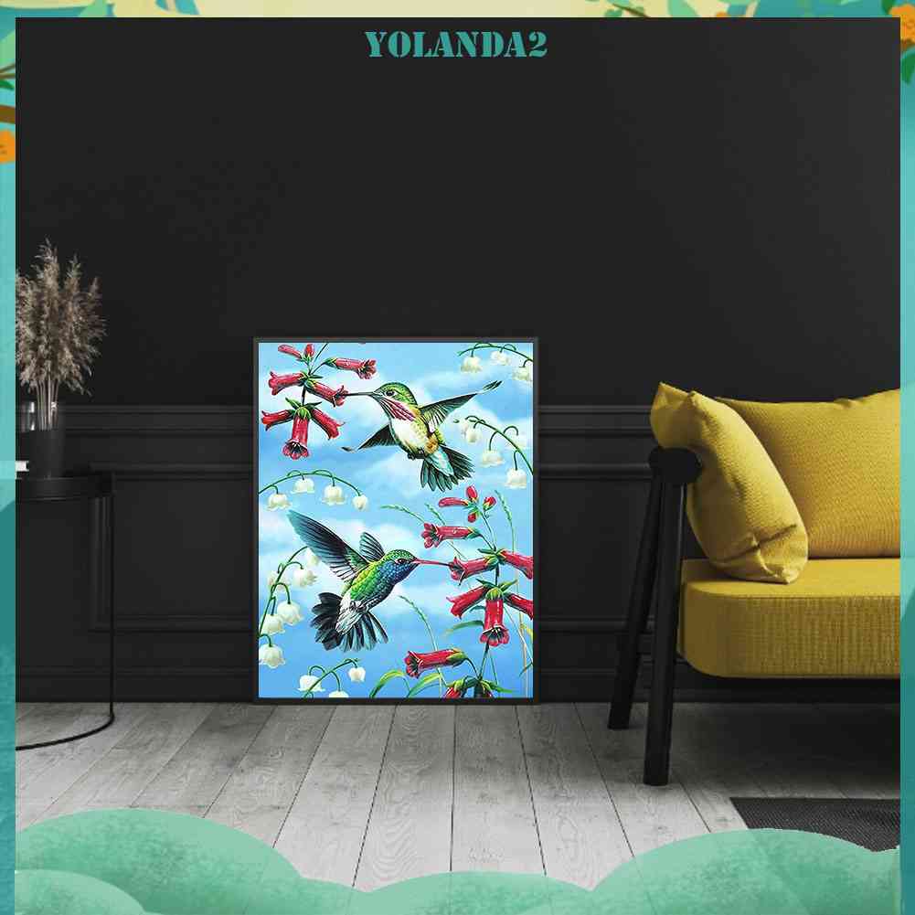 Tranh Đính Đá Kim Cương Toàn Bộ Họa Tiết Chim Và Hoa Dùng Trang Trí Tường
