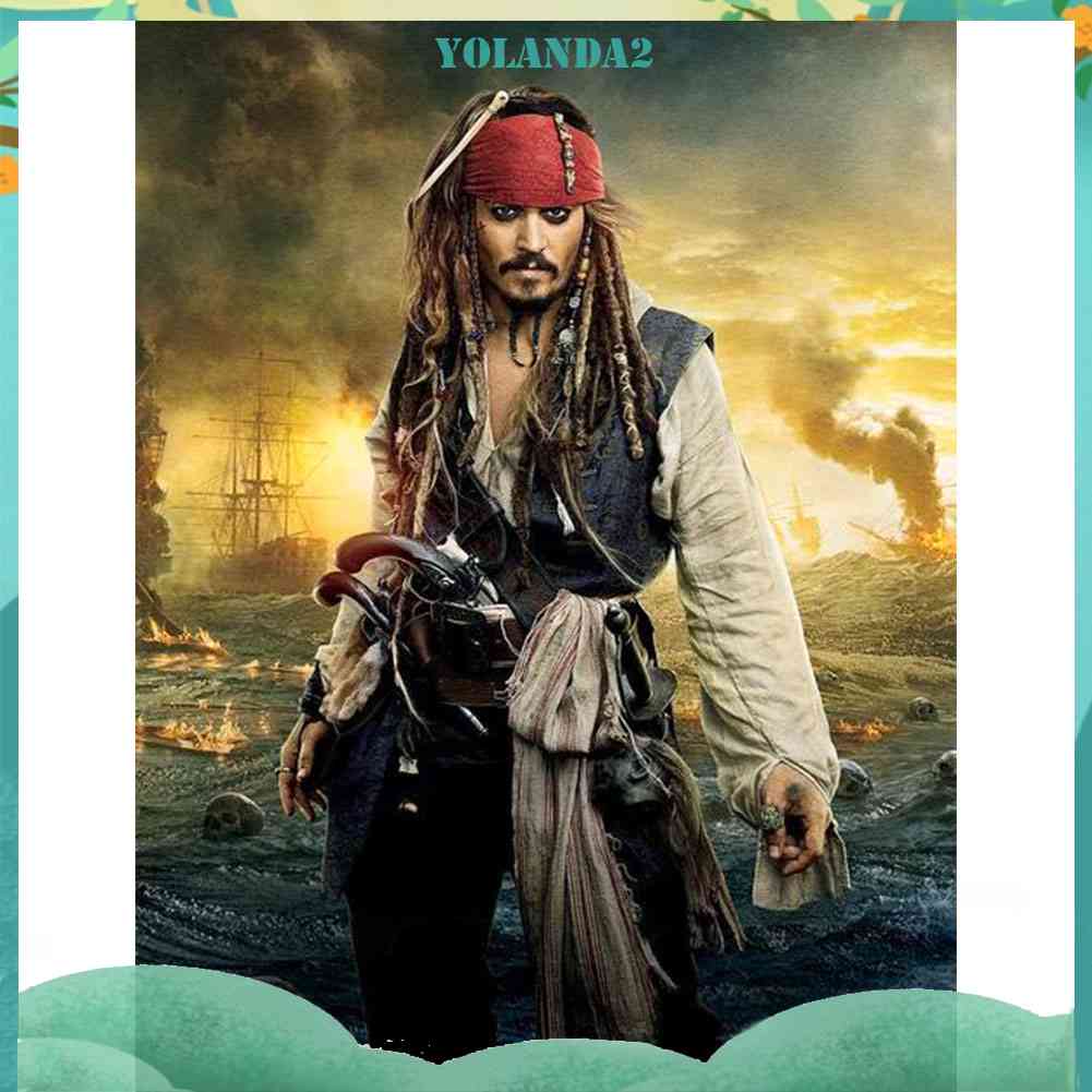 Tranh Đính Đá 5D Toàn Bộ Hạt Tròn Hình Thuyền Trưởng Jack Mosaic