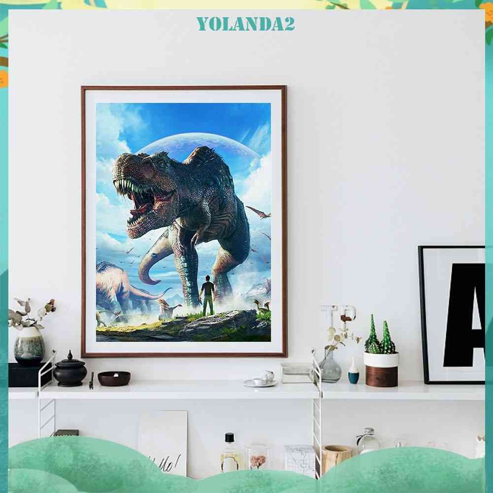 Tranh Đính Đá Kim Cương Toàn Bộ 5D DIY Hình Vẽ Khủng Long Lớn