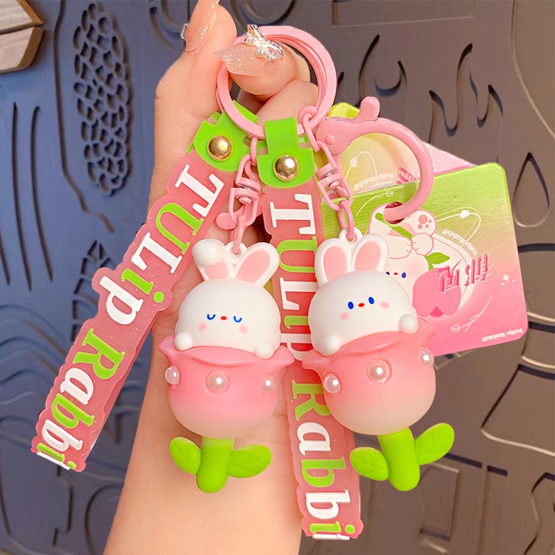 Móc Khóa Hình Búp Bê Thỏ / Hoa Tulip Belle / Điện Thoại Di Động / Chìa Khóa / Túi Xách / Móc Khóa Xe Máy / Xe Hơi