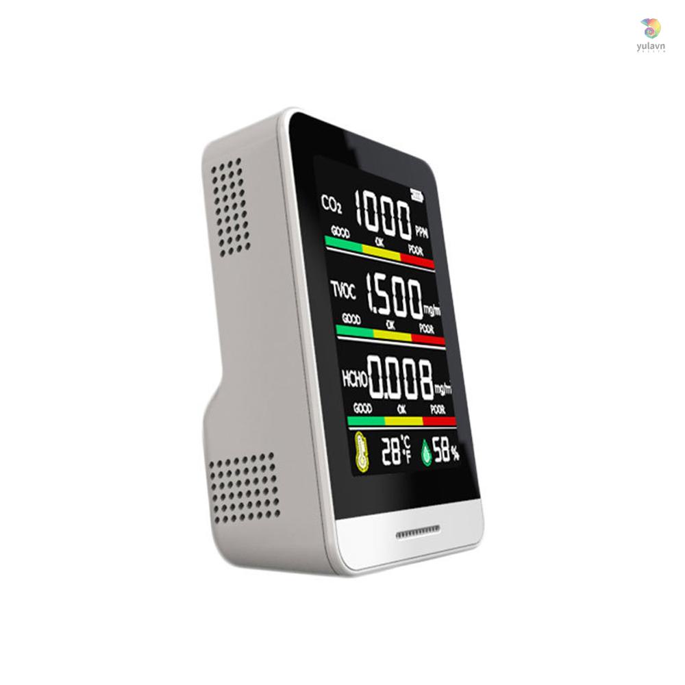 Thiết Bị Phát Hiện Nhiệt Độ Và Độ Ẩm CO2 TVOC HCHO Thông Minh Độ Chính Xác Cao Đa Năng