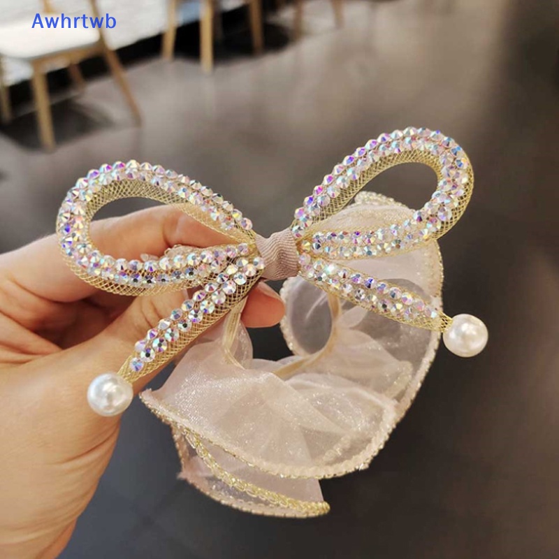 Dây Cột Tóc Co Giãn Đính Đá Hình Nơ Lớn Thanh Lịch Cho Nữ Mới