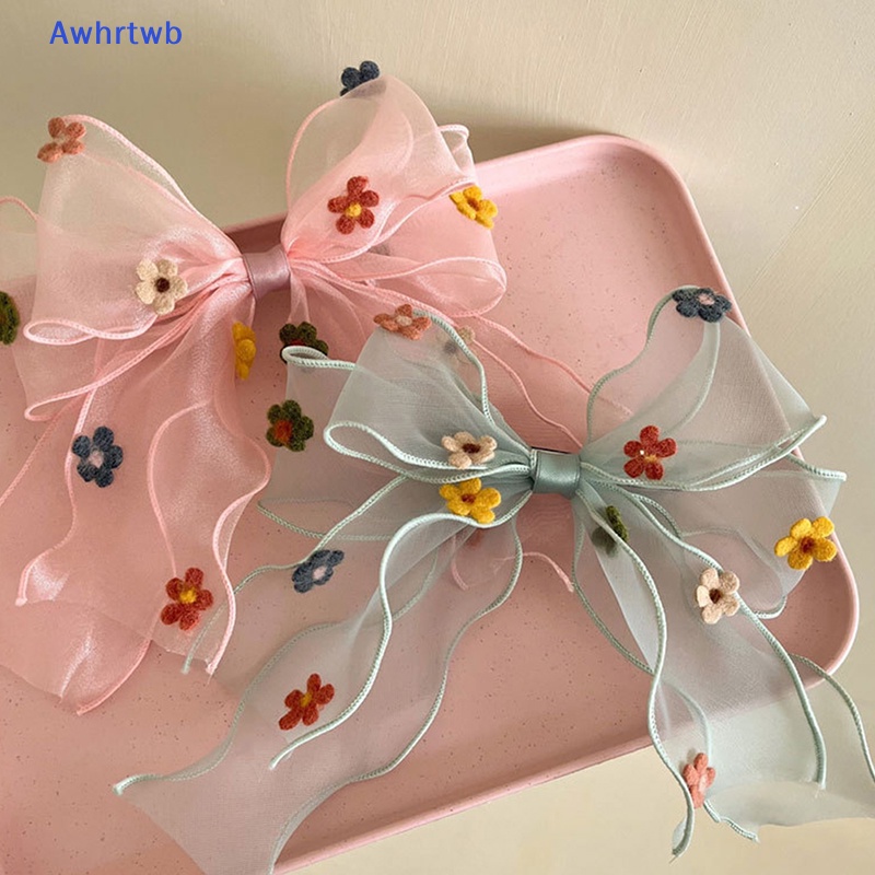 Kẹp Tóc Ruy Băng Dài Hình Hoa Nhiều Màu Sắc Thời Trang Xuân Hè Cho Bé Gái Mới