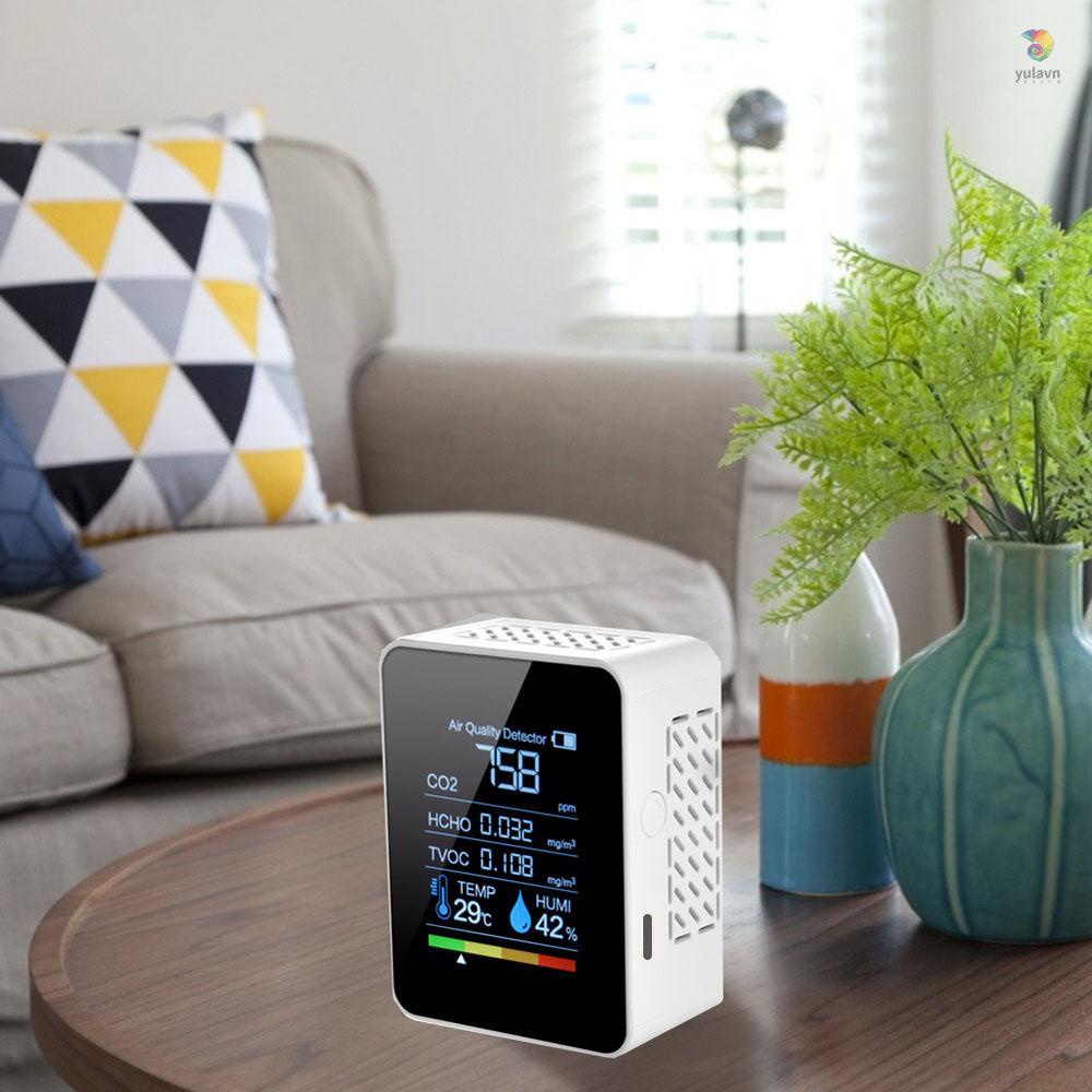 Thiết Bị Đo Độ Ẩm / Nhiệt Độ Kỹ Thuật Số 5 Trong 1 CO2 Carbon Dioxide TVOC HCHO