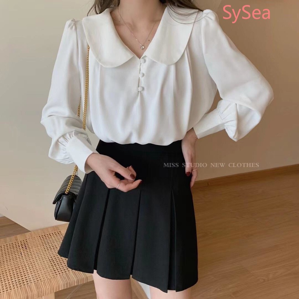 Áo Kiểu Tay Phồng Cổ Búp Bê Phong Cách Retro Pháp Cho Nữ