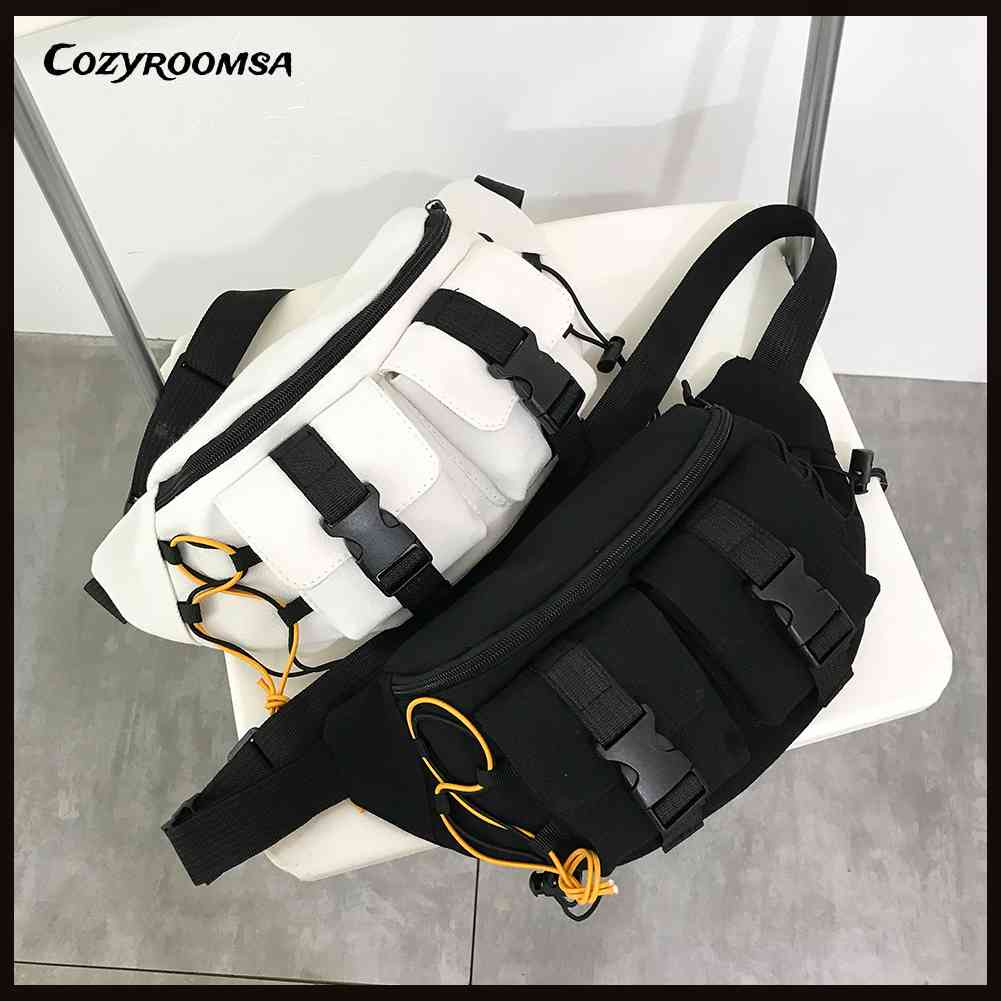 Túi Đeo Chéo Ngực / Thắt Lưng Bằng Vải Bạt Unisex Phong Cách Đường Phố