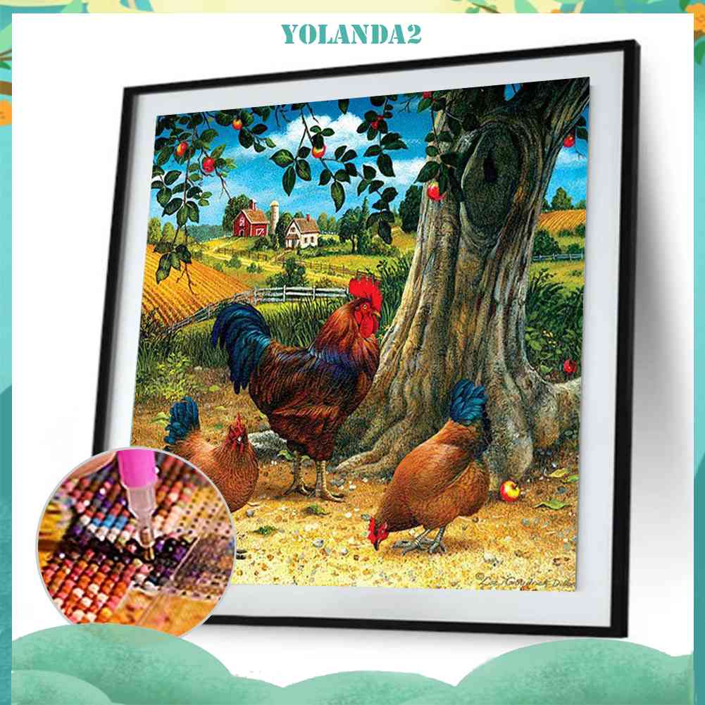 Tranh Đính Đá Kim Cương Toàn Bộ 5D DIY Hình Vẽ Làng Quê