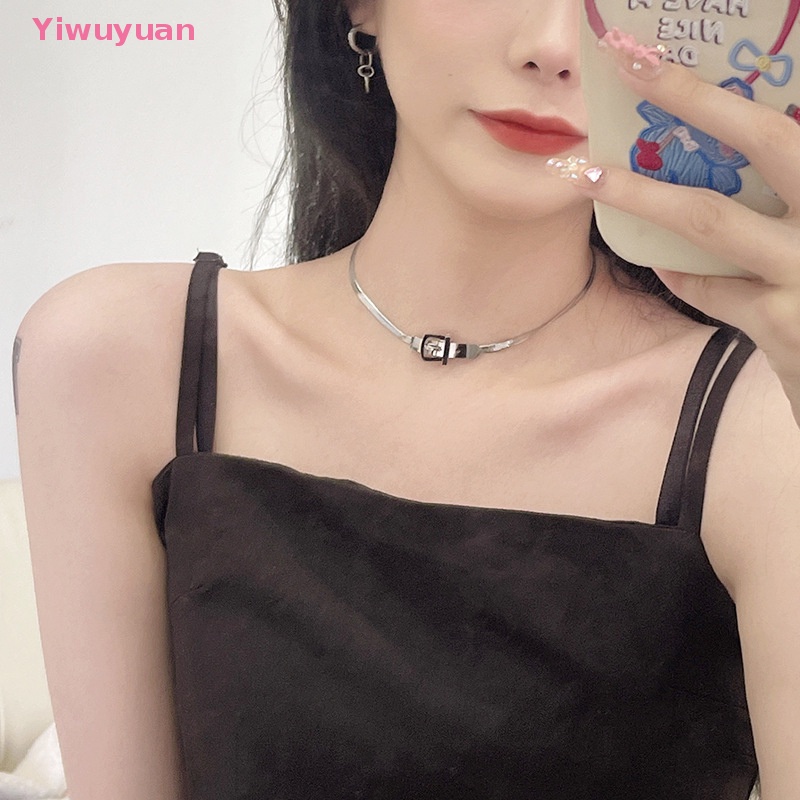 Vòng Cổ Choker Dây Xích Bằng Thép Titan Phong Cách Punk Hip Hop Mới