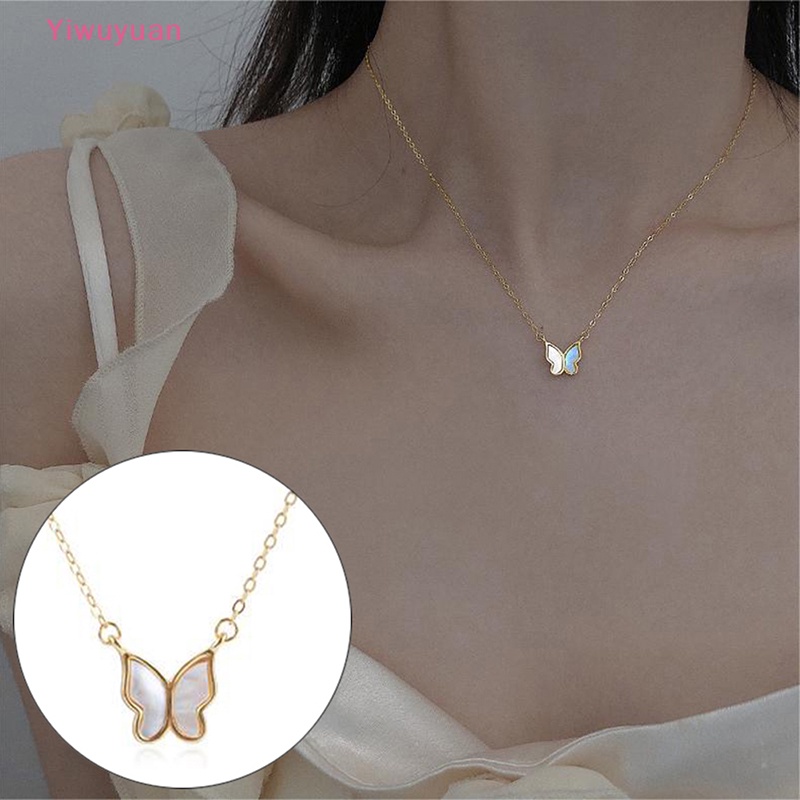 < Yiwuyuan > Vòng cổ Mặt Hình Bướm Màu Vàng Đồng Thanh Lịch Đơn Giản Cho Nữ
