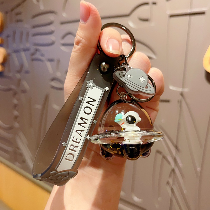 Móc Khóa Hình UFO Phi Hành Gia Hoạt Hình Màu Vàng Đen