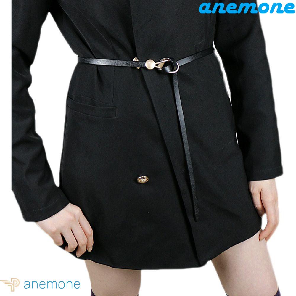 Thắt lưng da màu trơn khóa kim loại có thể điều chỉnh phong cách vintage cho nữ