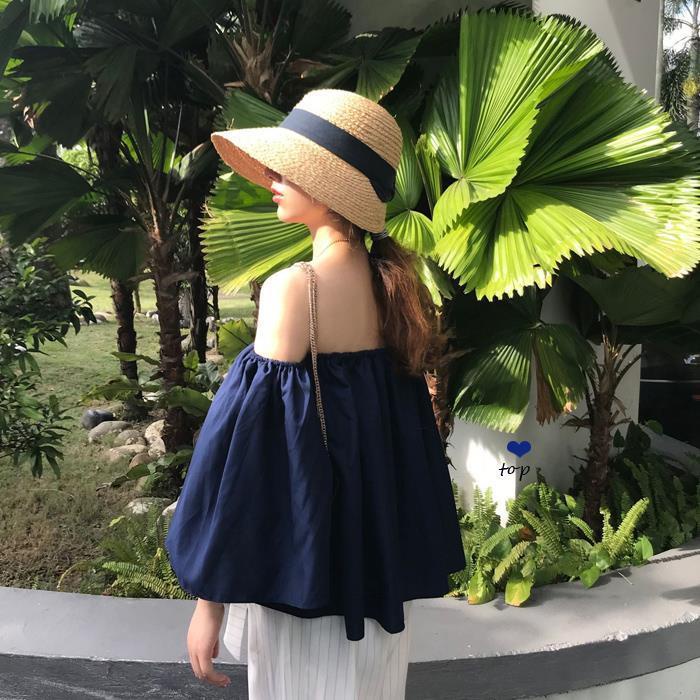 Áo Sơ Mi Chiffon Dáng Rộng Cổ Trễ Vai Tay Phồng Thời Trang Mùa Hè Dành Cho Nữ