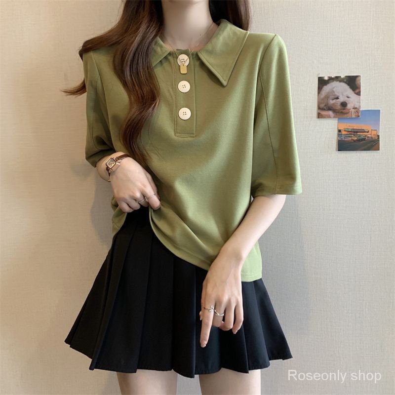 Áo Thun POLO Ngắn Tay Cỡ Lớn Thiết Kế Mỏng Nhẹ Che Bụng Thời Trang Nữ Mới