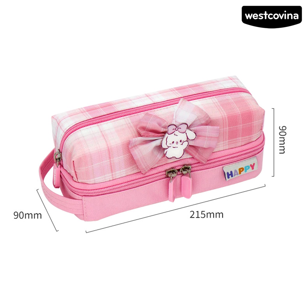 [COD]♪Túi Đựng Bút Bằng Vải Bạt Hai Lớp Sức Chứa Lớn Thắt Nơ