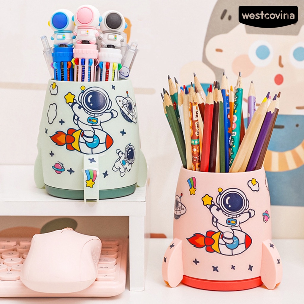 [COD]♪Hộp Đựng Bút Bằng PP Họa Tiết Hoạt Hình Tên Lửa Đa Năng Tiện Dụng