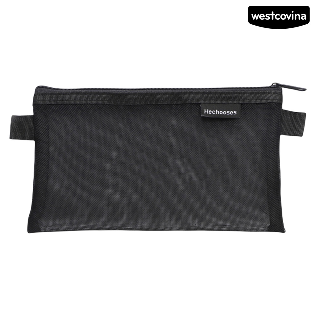 [COD]♪Túi Đựng Bút Bằng Nilon Trong Suốt Trọng Lượng Nhẹ Phối Lưới Có Khóa Kéo Tiện Dụng