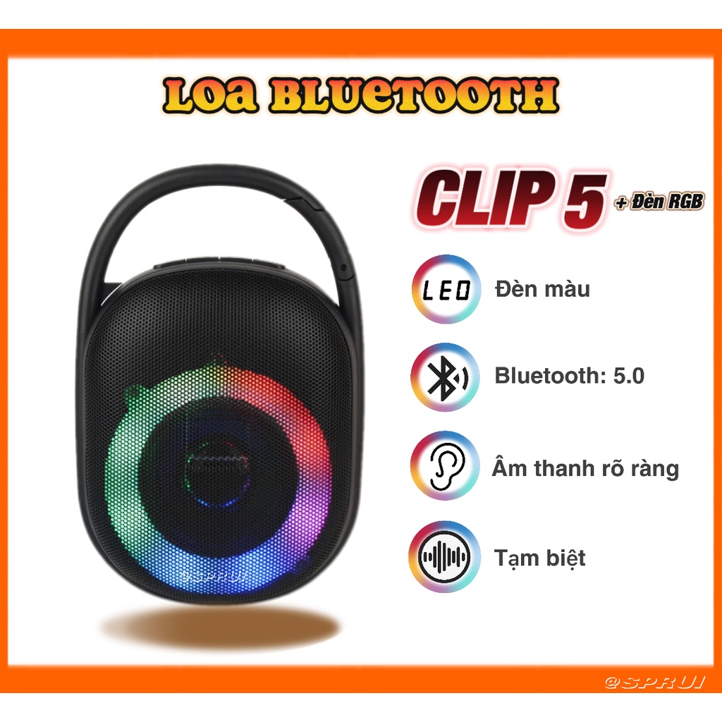 CLIP 5 Loa bluetooth mini RGB loa di động âm thanh ngoài trời đầy màu sắc