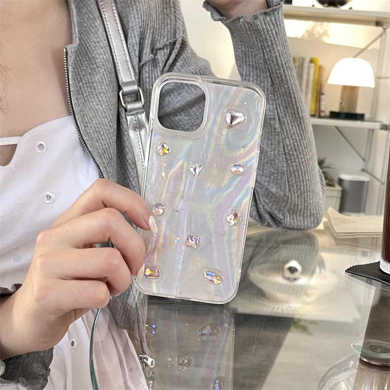 Ốp Điện Thoại Màu Laser Epoxy Chống Rơi Họa Tiết Kim Cương Cho Iphone 14promax 13 11 14pro 13pro 14