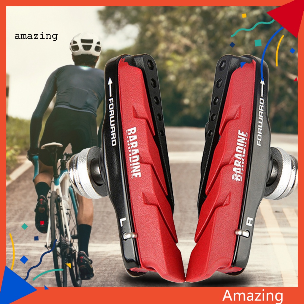 1 Cặp Má Phanh Xe Đạp Chữ V Màu Đỏ Đen Không Ồn