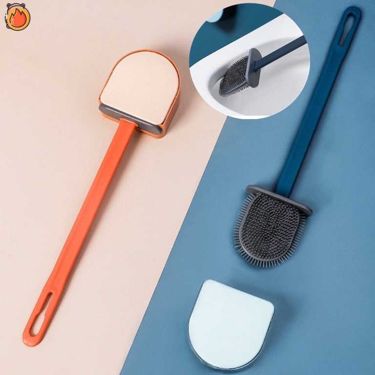 Bộ Cọ Chà Toilet Bằng Silicone Tay Cầm Dài Và Giá Đỡ Tiện Lợi Dành Cho Phòng Tắm