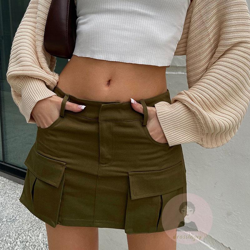 Chân Váy Ngắn Lưng Cao Nhiều Túi Màu Sắc Đa Dạng Thời Trang Cho Nữ