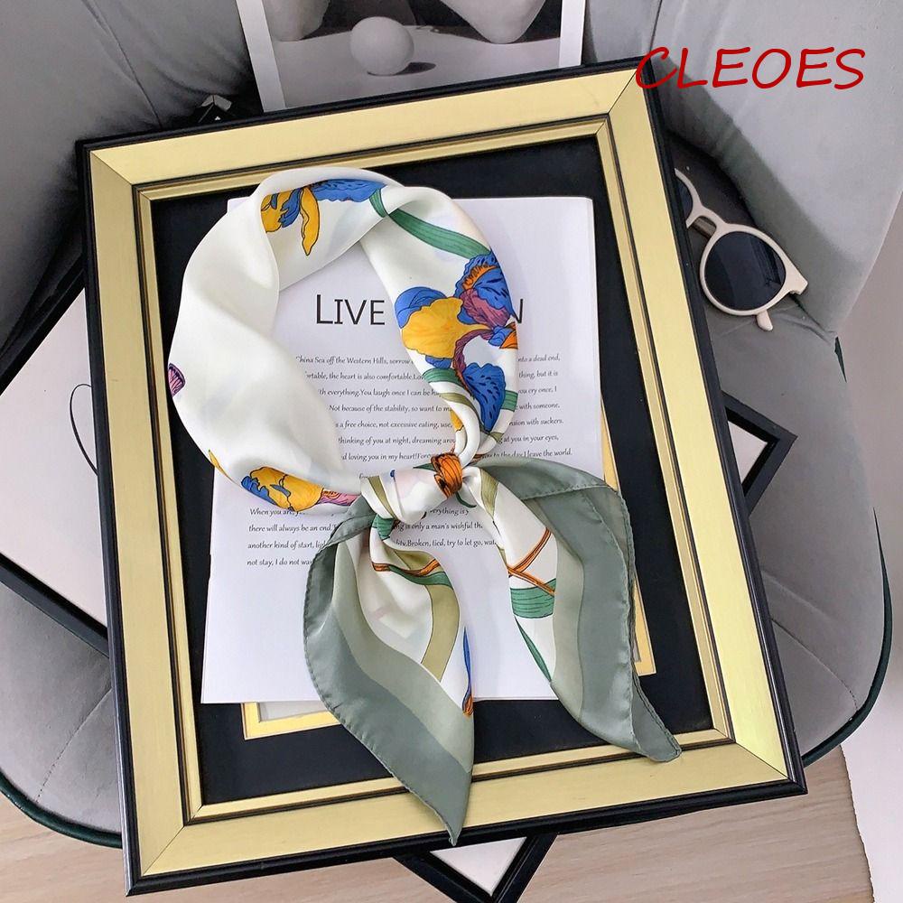 Cleoes Khăn Quàng Cổ Lụa Hình Vuông Nhỏ In Họa Tiết Cổ Điển Pháp Dễ Phối Đồ Dành Cho Bạn Nữ