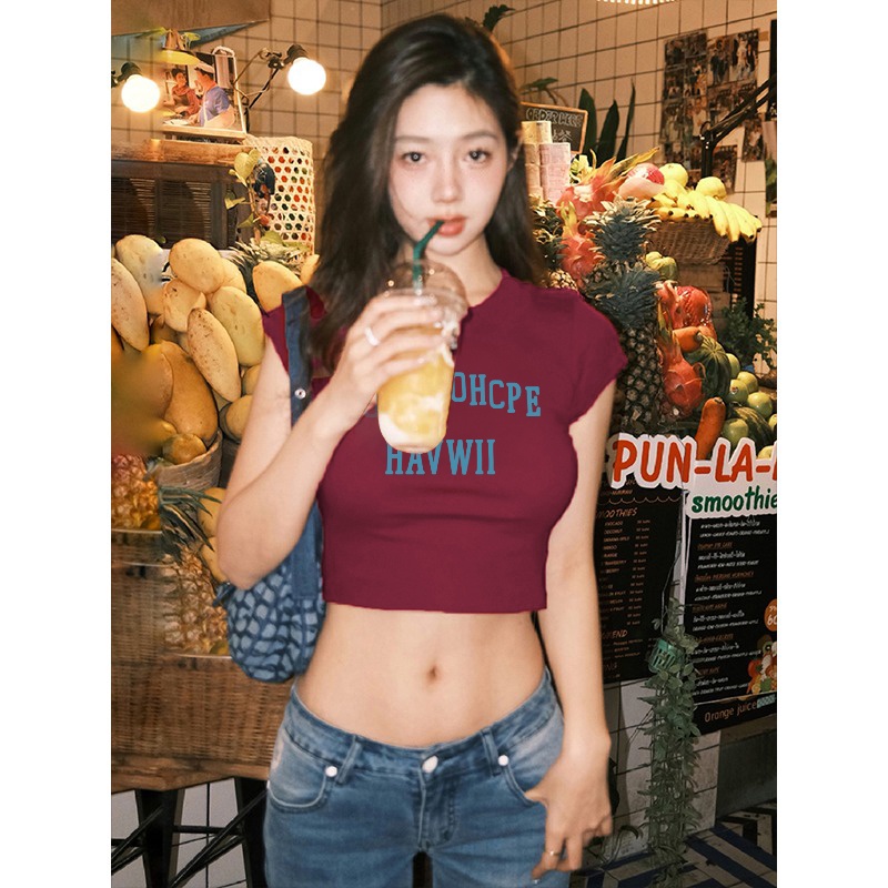 NRVP Áo Thun 100% Cotton Tay Ngắn Cổ Tròn In Họa Tiết Phong Cách Hàn Quốc Mới Cho Nữ