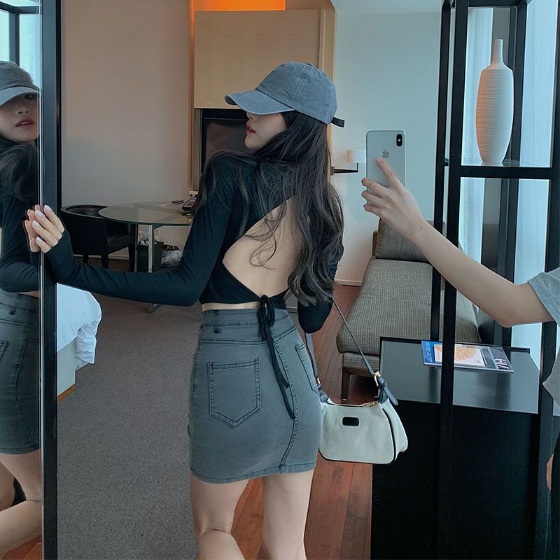 🧡GGLOCAL🧡Áo Thun Dài Tay Hở Lưng Gợi Cảm Cho Nữ