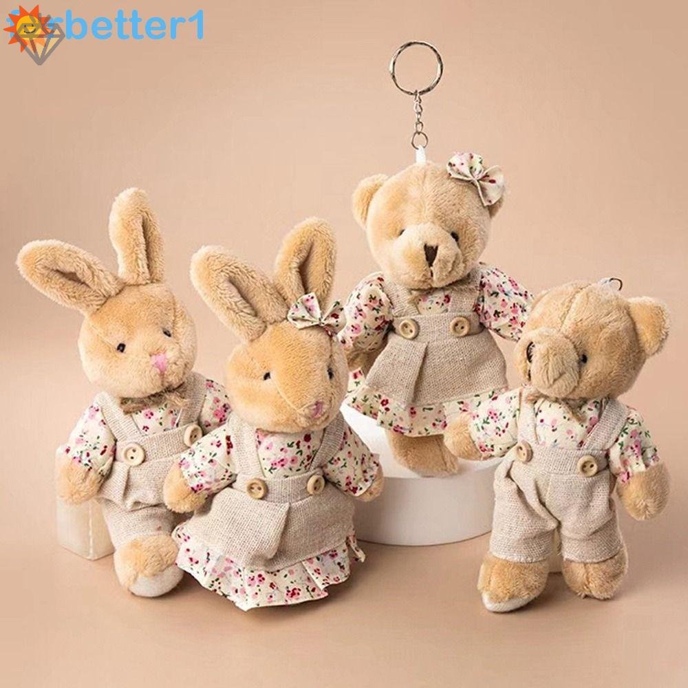 Móc Khóa Vải Lanh Hình Gấu Teddy / Thỏ Dễ Thương Dành Cho Cặp Đôi