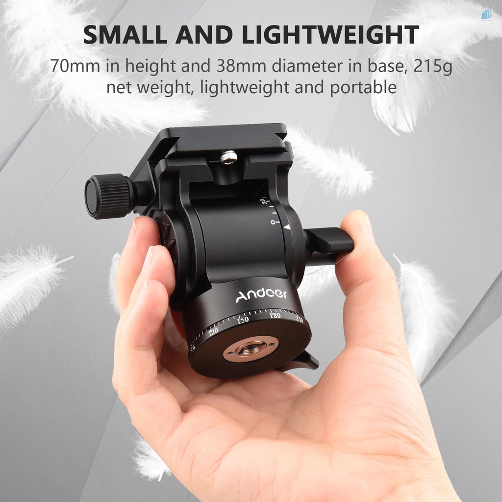 Đầu Bi Nghiêng Andoer Nhỏ Gọn Bằng Hợp Kim Nhôm Với Ốc Vít 10kg / 22lbs Cho Tripod