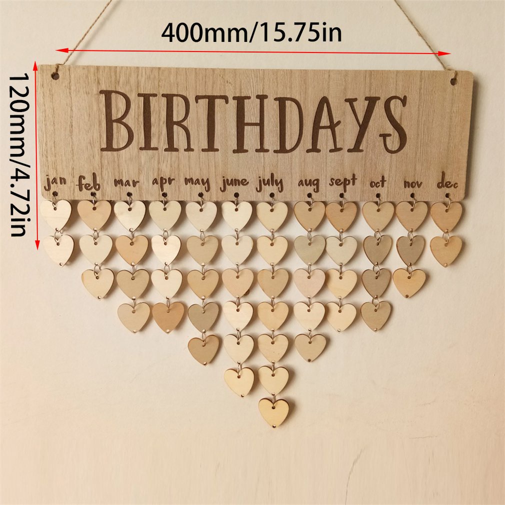 Hanging Ornament Board with BIRTHDAYS Capital Letters Natural Wood Board