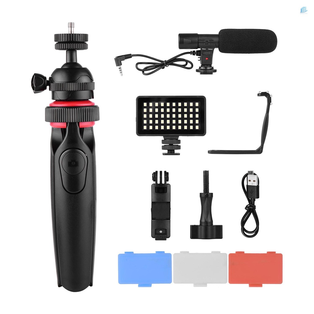 Bộ Dụng Cụ Vlog Với Giá Đỡ Ba Chân Đầu Bi Và Đèn LED Kèm 3 Đầu Khuếch Tán Điều Khiển Cho Điện Thoại Thông Minh / Máy Quay Hành Động