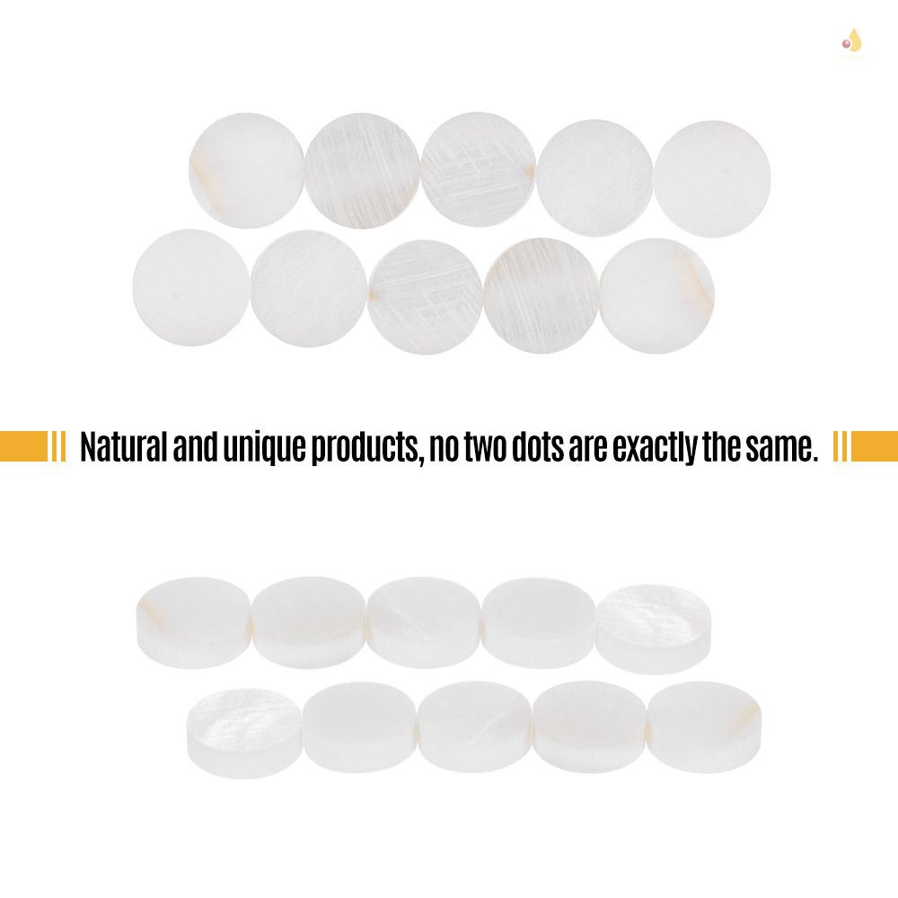 Set 10 Vỏ Bọc Bảng Phím Đàn Đường Kính 6mm Họa Tiết Chấm Bi Màu Trắng Đính Ngọc Trai