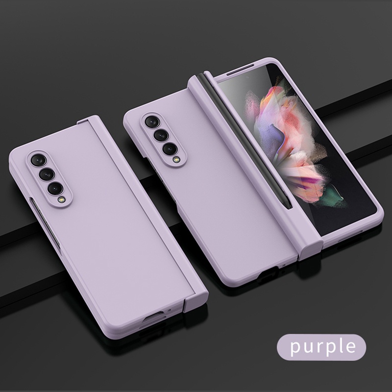 Ốp Điện Thoại Nhựa Kèm Ngăn Đựng Bút Cho Samsung Galaxy Z Fold 5 4 3 5G Kính