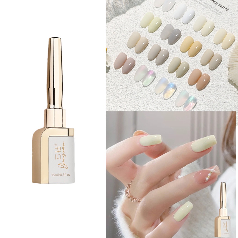 Sơn Móng Tay 16 Màu Gel Aurora Ice Trong Suốt Nhẹ Nhàng Màu Trắng Sữa Gạo Trắng Phô Mai Sơn Móng Tay Màu Vàng 15Ml