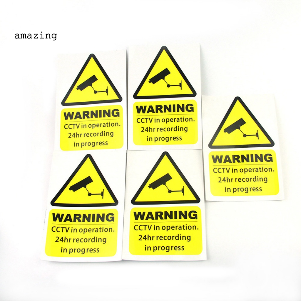 Set 5 Miếng Dán Hình Biển Báo CCTV Chống Nước 100Mmx150Mm Cho Xe Hơi
