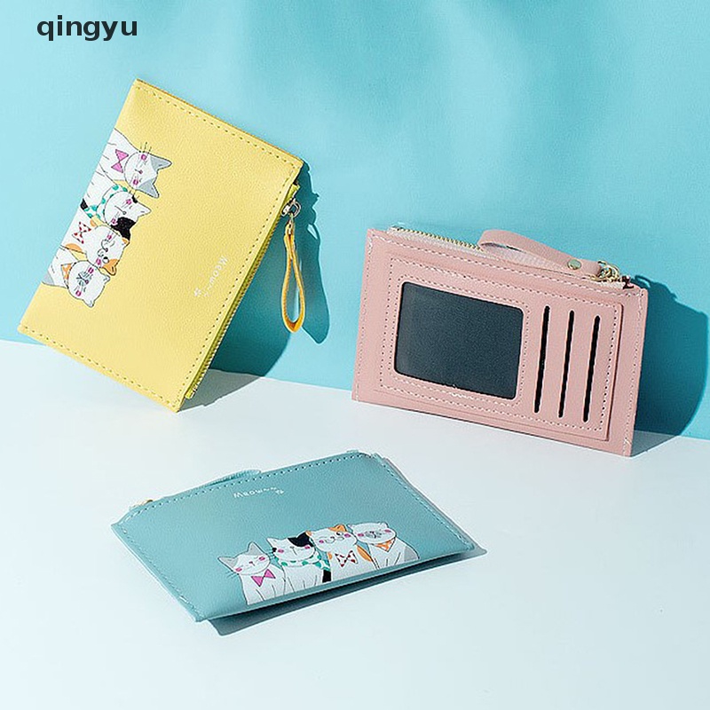 Ví Đựng Thẻ Siêu Mỏng Bằng Da In Hoạt Hình Dễ Thương Cho Nữ