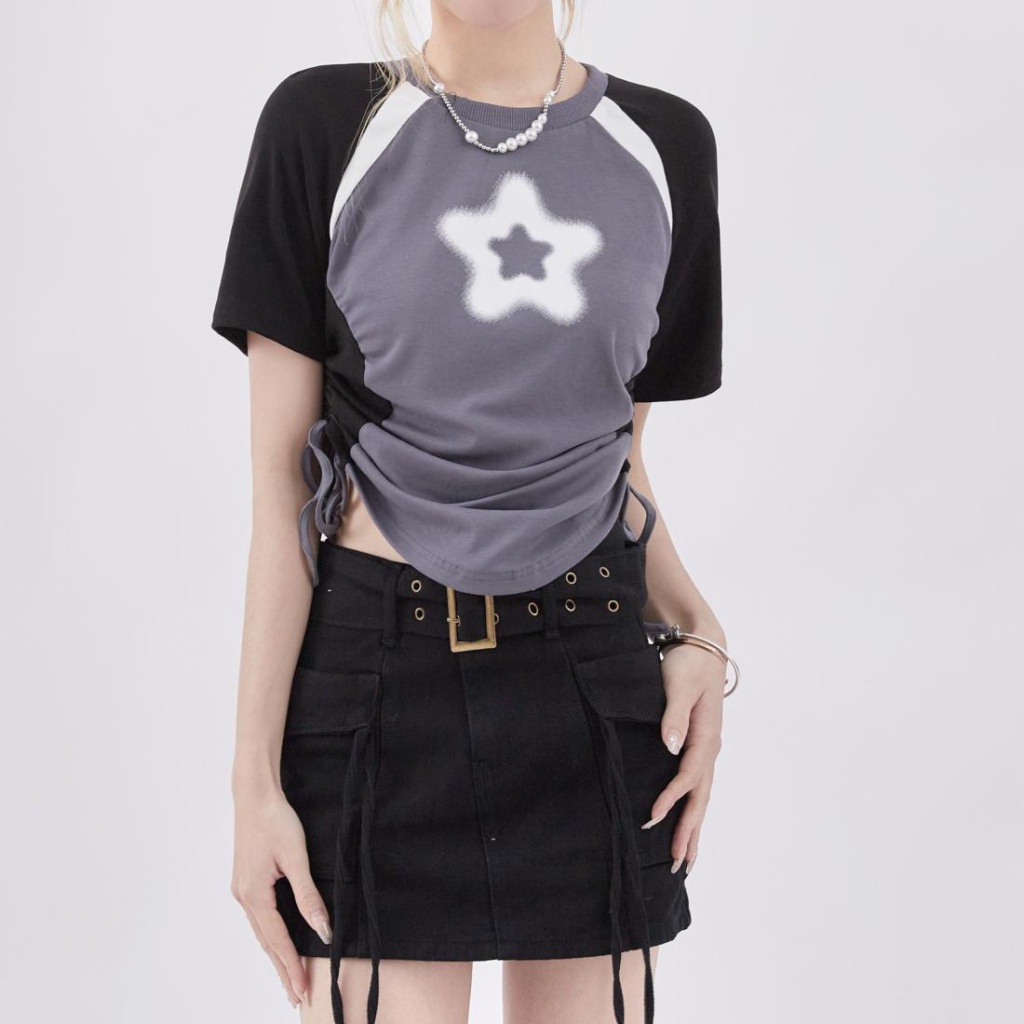 Áo Thun Ngắn Tay Cổ Tròn Dáng Ôm In Họa Tiết Thời Trang Mùa Hè Dành Cho Nữ