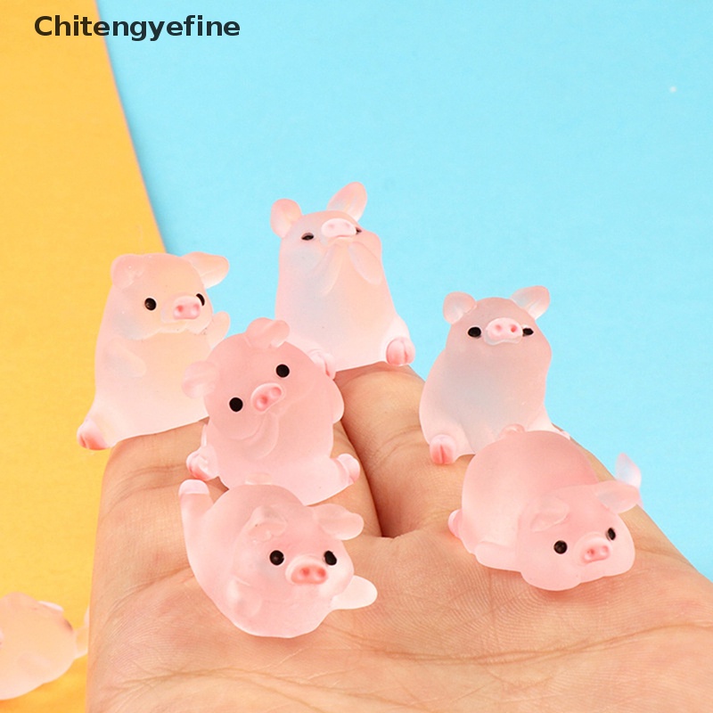 Set 1 / 5 Mô Hình Chú Heo Dạ Quang Mini Bằng Nhựa Resin Trang Trí Bảng Điều Khiển Xe Hơi / Nhà Cửa DIY