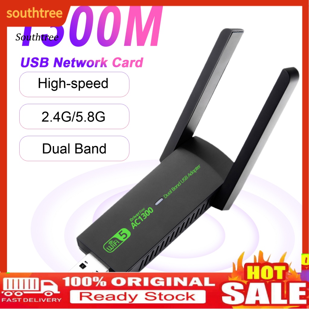 Thẻ Mạng Không Dây 1300Mbps Hai Băng Tần Cổng USB Cho Máy Tính Laptop