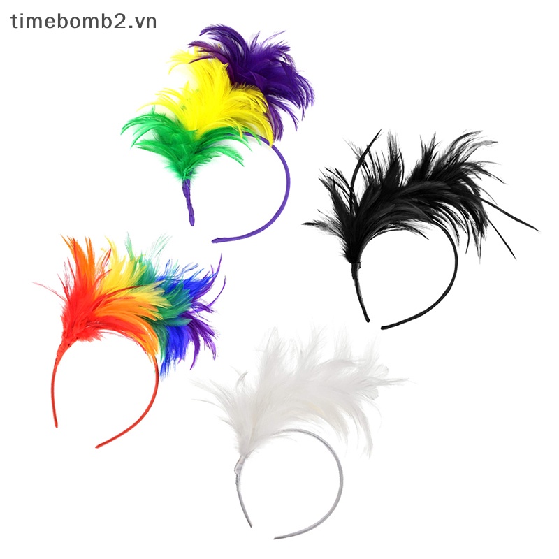 {Timebomb} Băng Đô Đính Lông Vũ Nhiều Màu Sắc Mardi Gras Phụ Kiện Hóa Trang Dự Tiệc Dành Cho Người Lớn