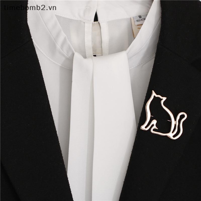 {Timebomb} Ghim Cài Khăn Quàng Cổ Hình Mèo Khoét Rỗng Dày Dặn Dễ Thương Cá Tính Trang Trí Khăn Cho