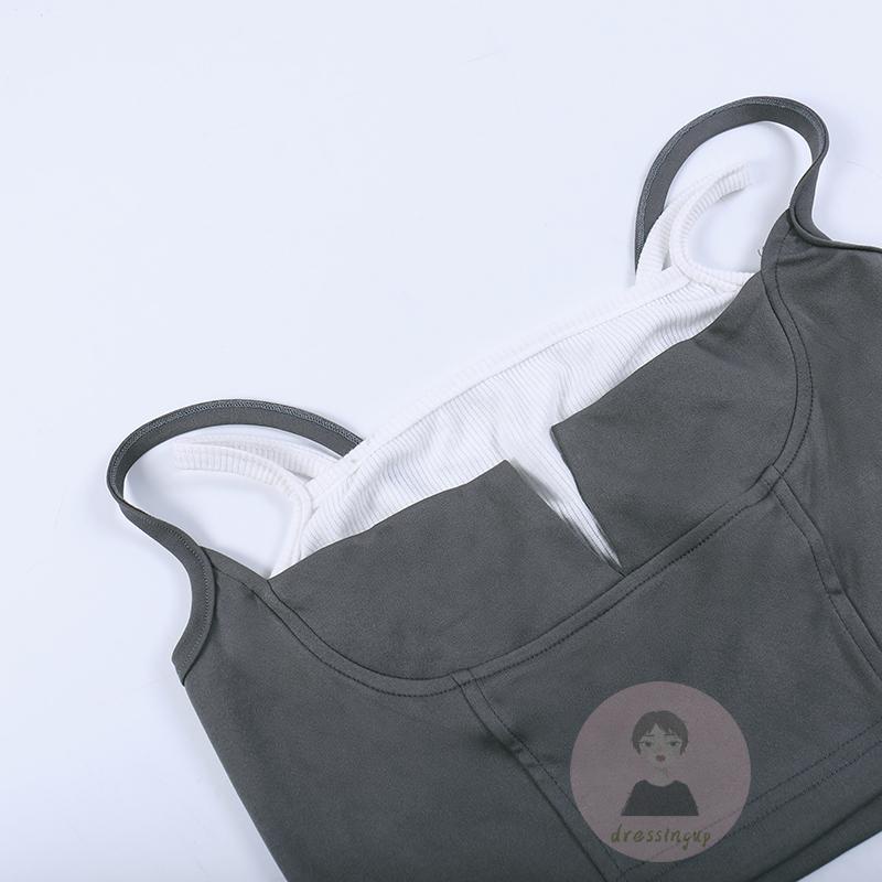 Áo Tank Top Hai Dây Màu Sắc Tương Phản Thời Trang Cho Nữ