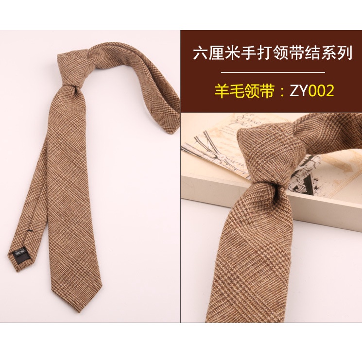 Cà vạt len EFAN màu xám 6cm thời trang công sở cao cấp cho nam