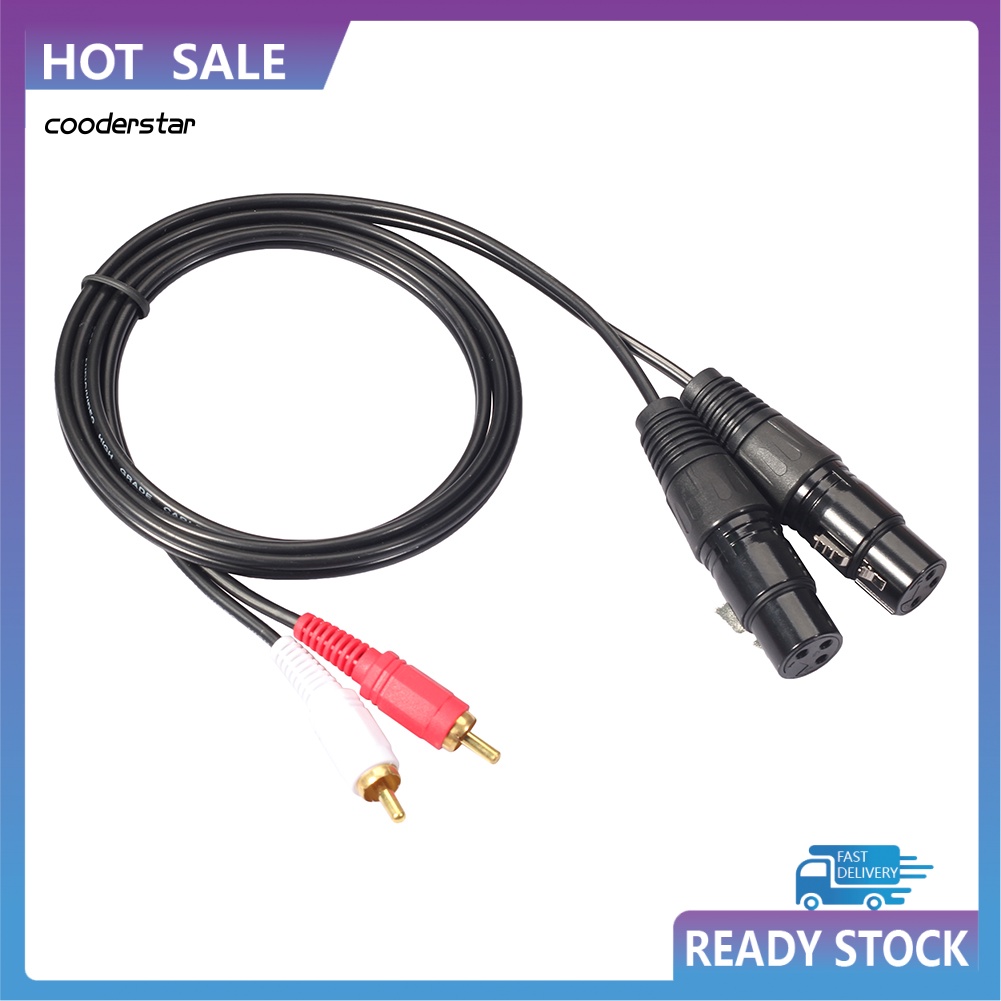 Dây Cáp Âm Thanh 1.5M 2 RCA Male Sang 2 XLR 3Pin Female