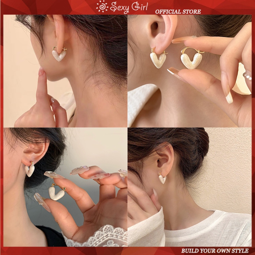 Đôi Khuyên Tai Hình Trái Tim Đính Đá Thời Trang Cho Nữ