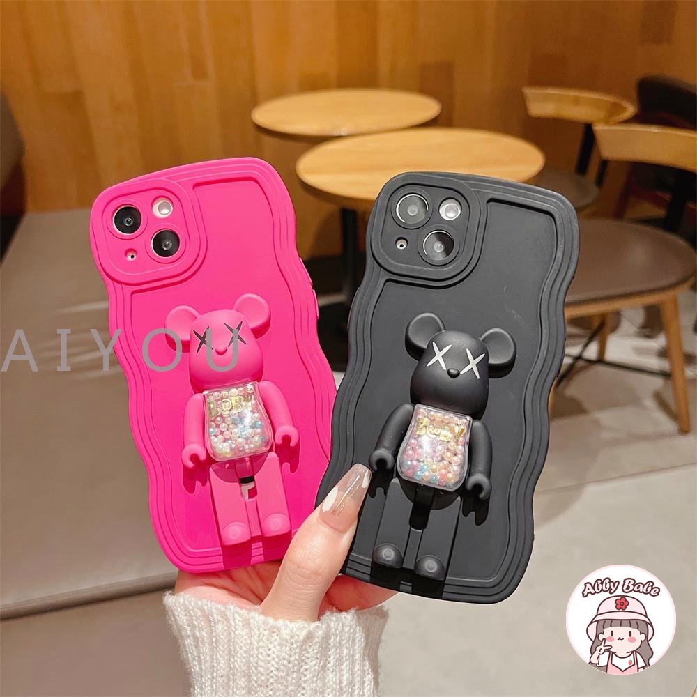 Ốp Điện Thoại TPU Mềm Bo Viền Hình Kaws Màu Macaron Gắn Giá Đỡ Chống Sốc IPhone 14 Pro Max 11 12 11 Pro Max X XS 7Plus