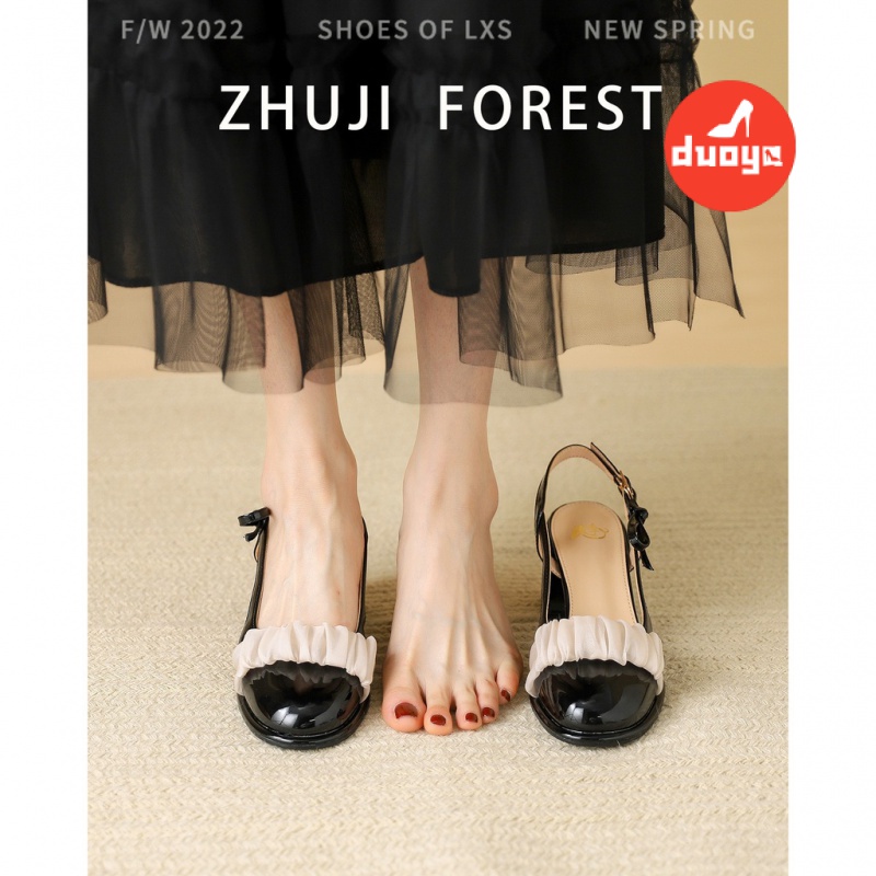 Duoya Factory~[Hàng Có Sẵn] Giày Sandal Thể Thao Gót Cao Dày Dặn Kiểu Nơ Bướm Bạc Dày Chống Mòn Chống Va Đập Phong Cách Mùa Hè Kiểu Mới 2022 Cho Nữ